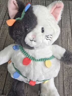 White and gray split-face Giggles cape Cat stuffed animal